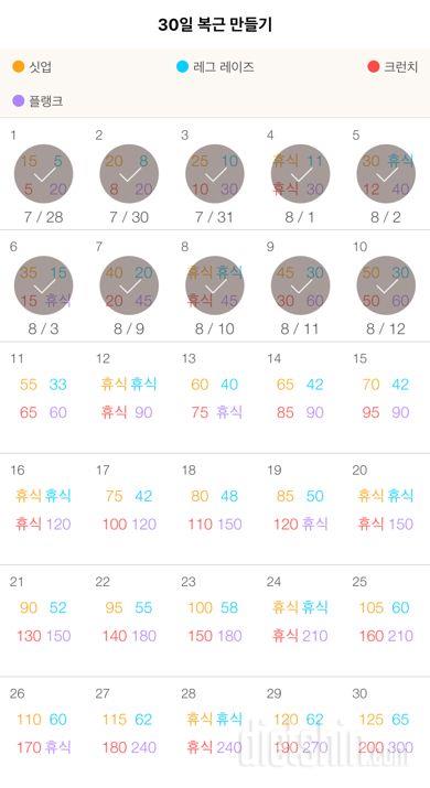 30일 복근 만들기 40일차 성공!