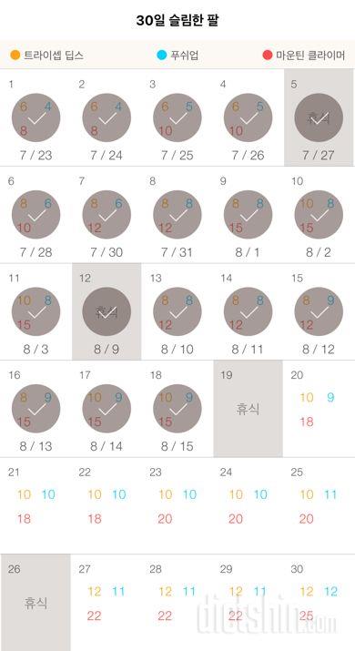 30일 슬림한 팔 18일차 성공!