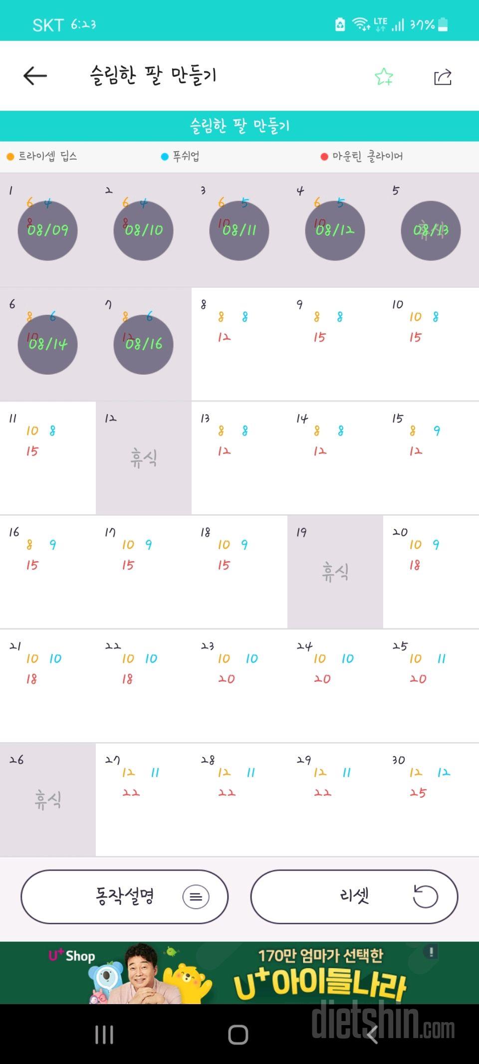 30일 슬림한 팔 7일차 성공!