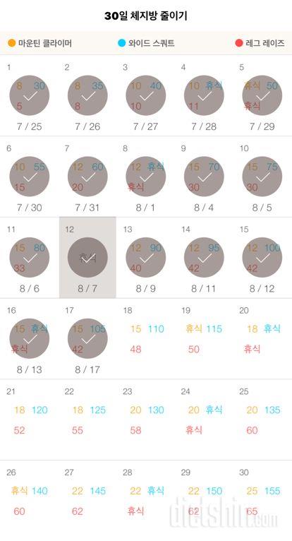 30일 체지방 줄이기 17일차 성공!