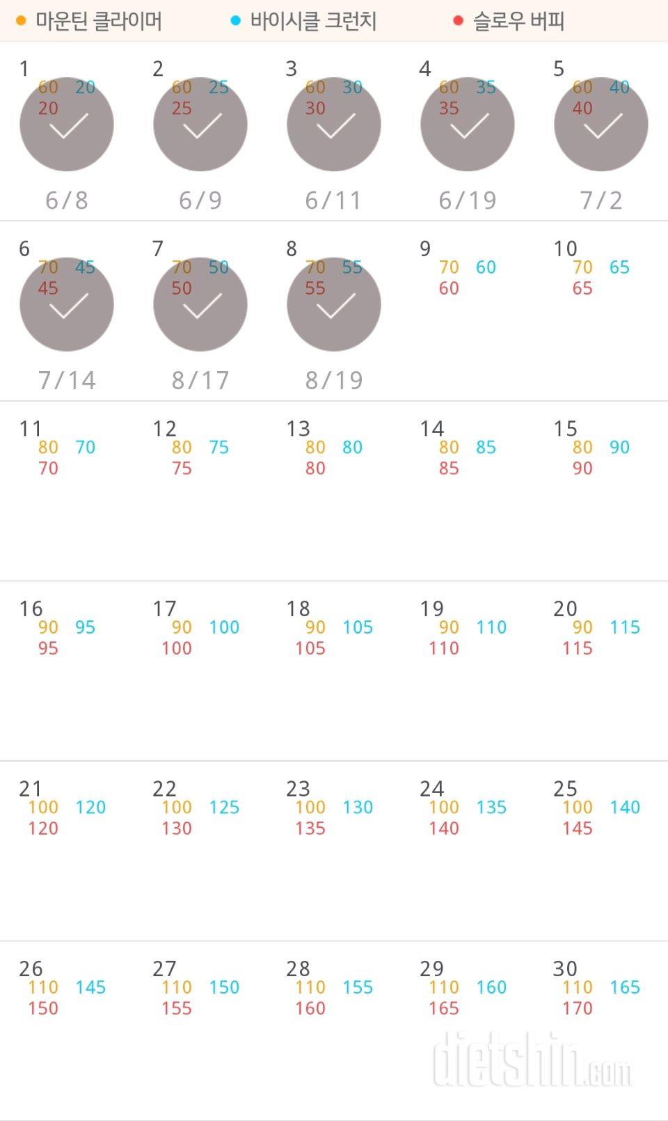 30일 유산소 운동 8일차 성공!