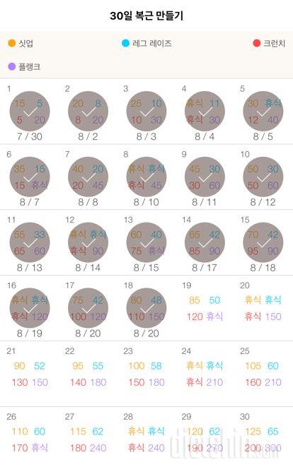 30일 복근 만들기 18일차 성공!