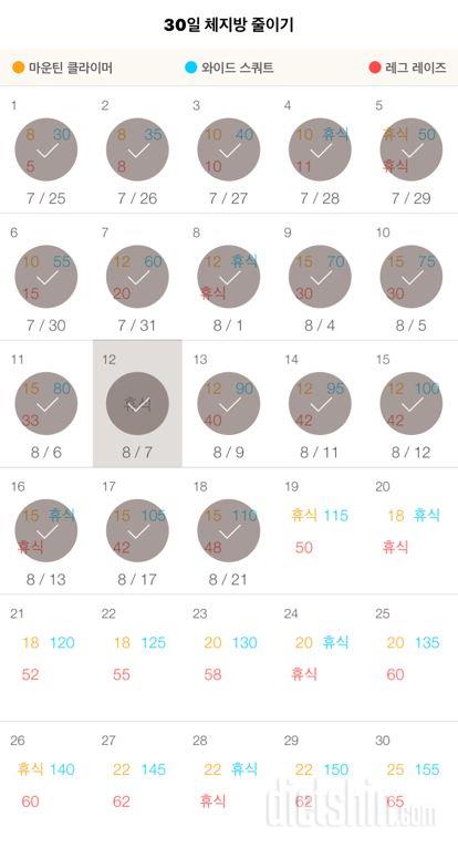 30일 체지방 줄이기 18일차 성공!