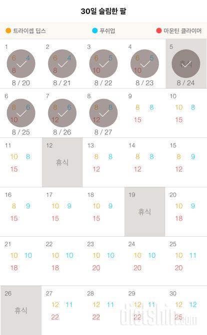 30일 슬림한 팔 8일차 성공!