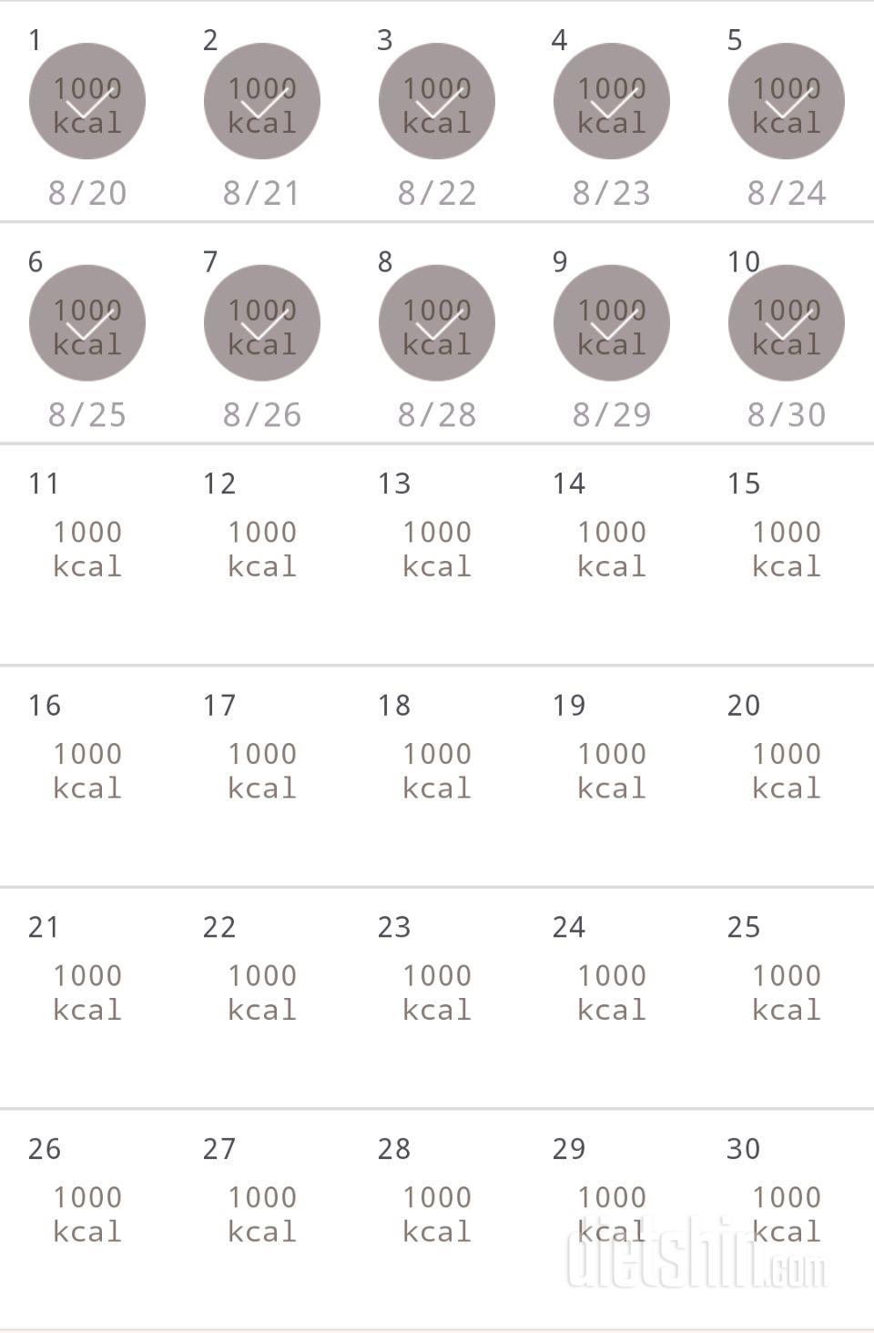 30일 1,000kcal 식단 10일차 성공!