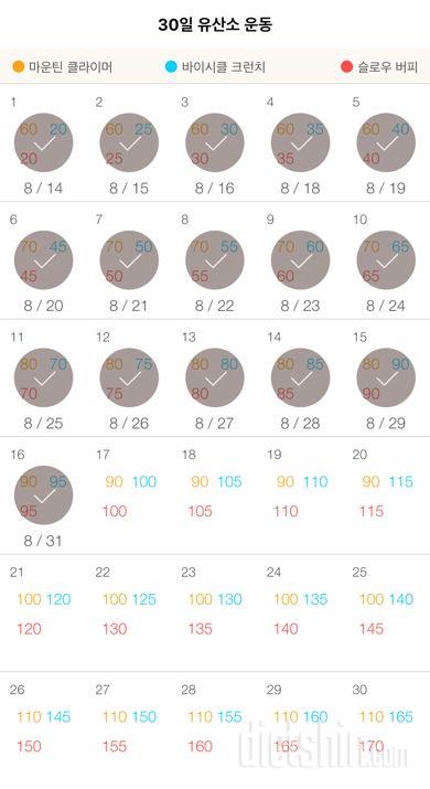 30일 유산소 운동 16일차 성공!