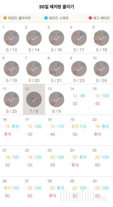 30일 체지방 줄이기 13일차 성공!