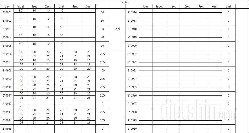 8~9월 운동일지