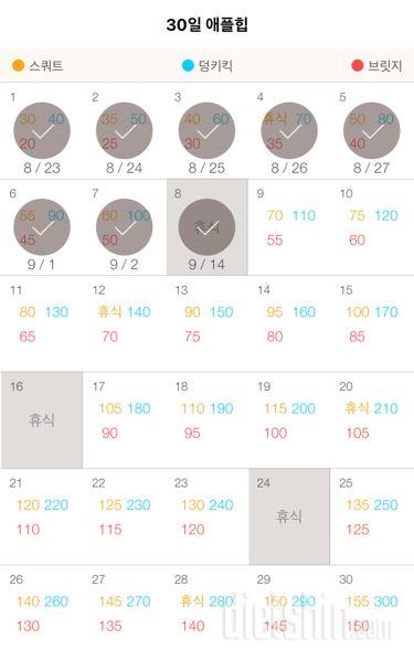 30일 애플힙 8일차 성공!