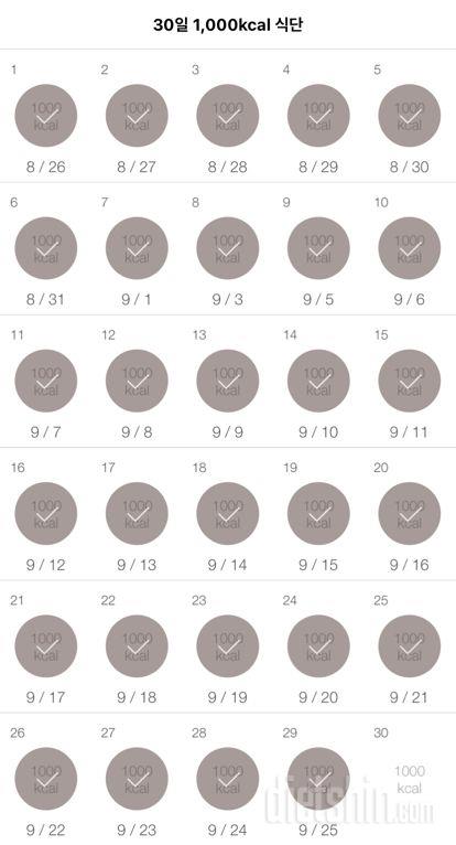 30일 1,000kcal 식단 29일차 성공!