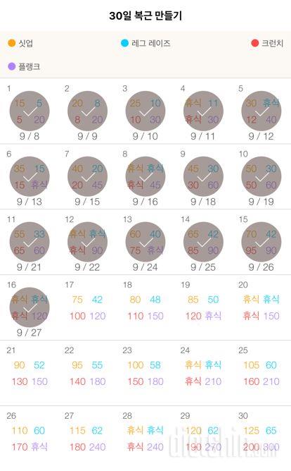 30일 복근 만들기 46일차 성공!