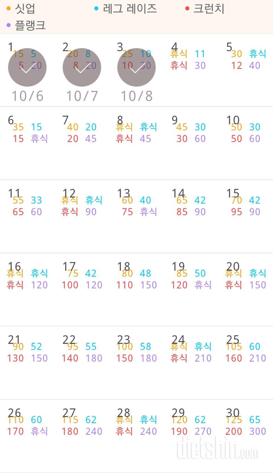 30일 복근 만들기 63일차 성공!