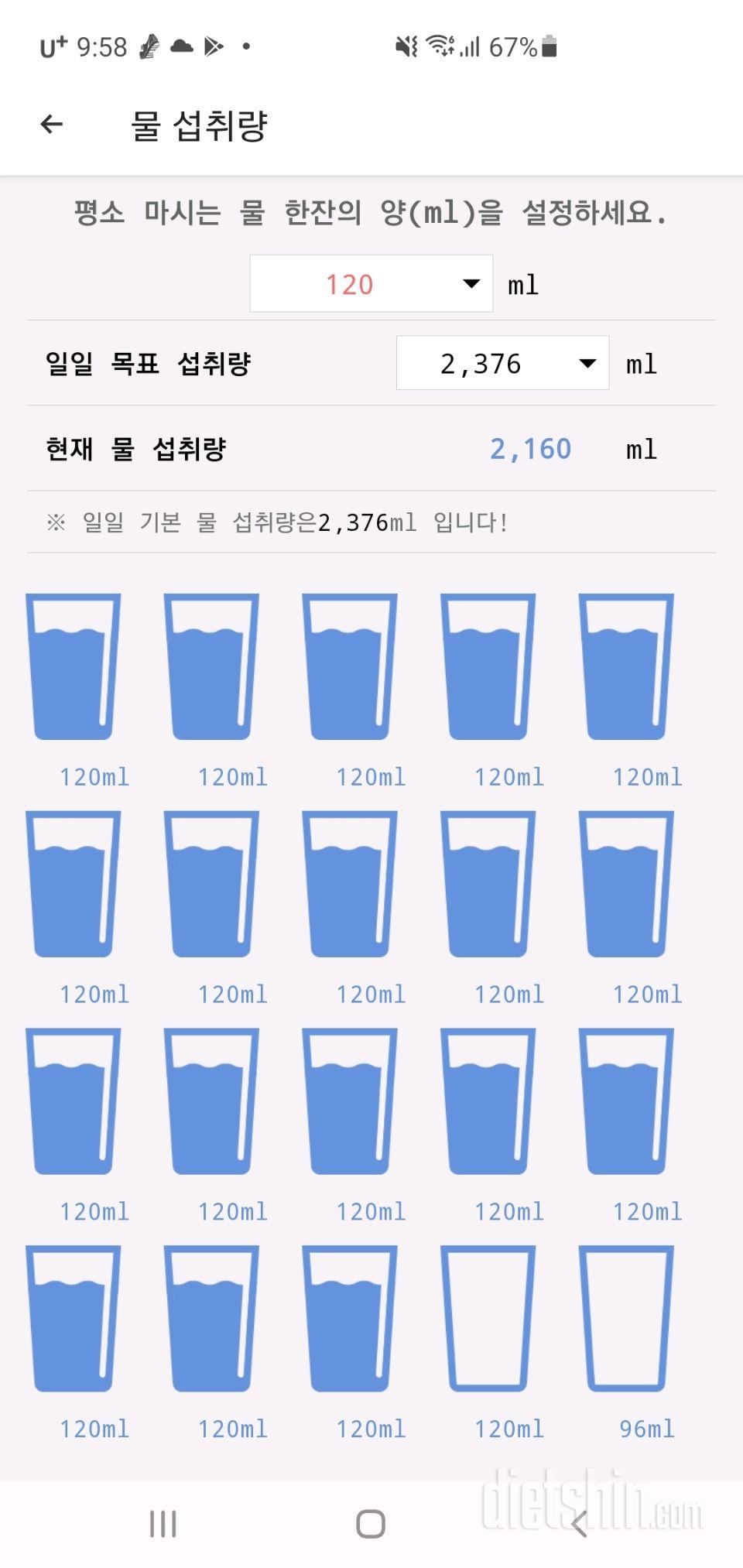 30일 하루 2L 물마시기 2일차 성공!