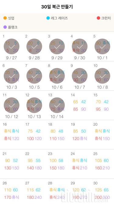 30일 복근 만들기 13일차 성공!