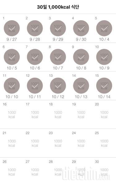 30일 1,000kcal 식단 15일차 성공!