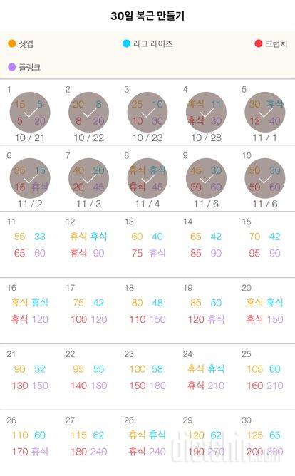 30일 복근 만들기 70일차 성공!