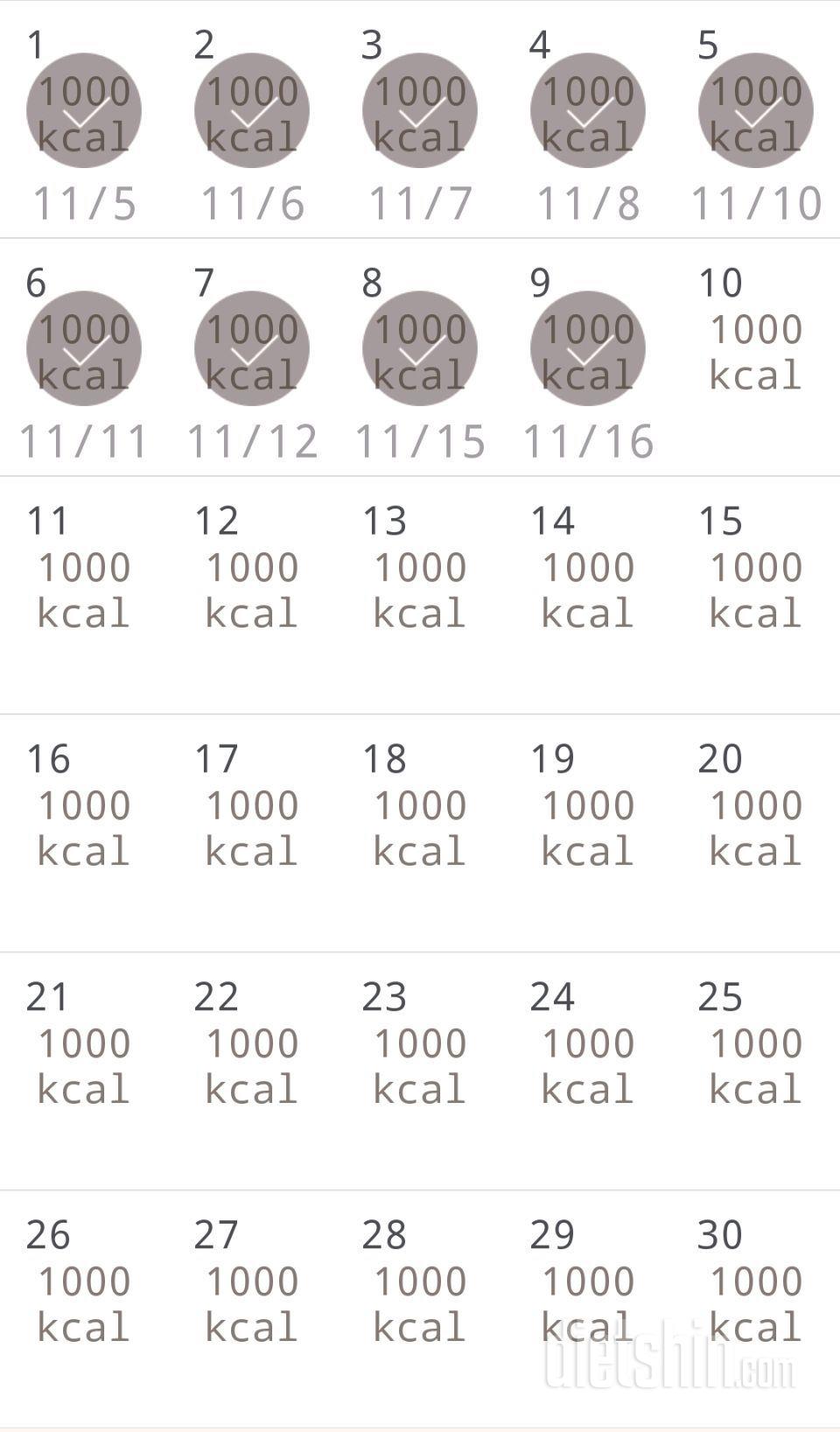 30일 1,000kcal 식단 9일차 성공!