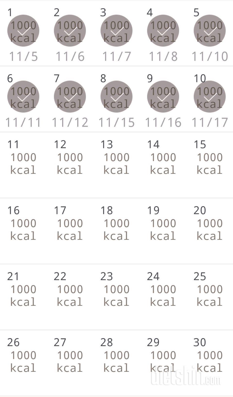 30일 1,000kcal 식단 10일차 성공!