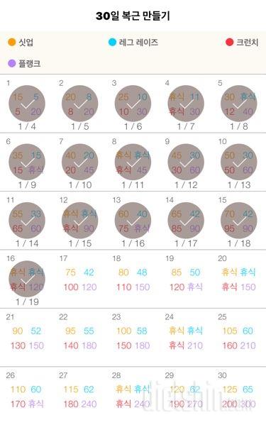 30일 복근 만들기 76일차 성공!