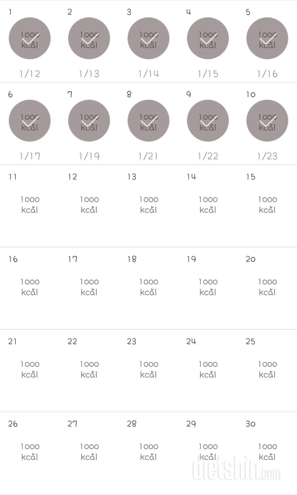 30일 1,000kcal 식단 10일차 성공!