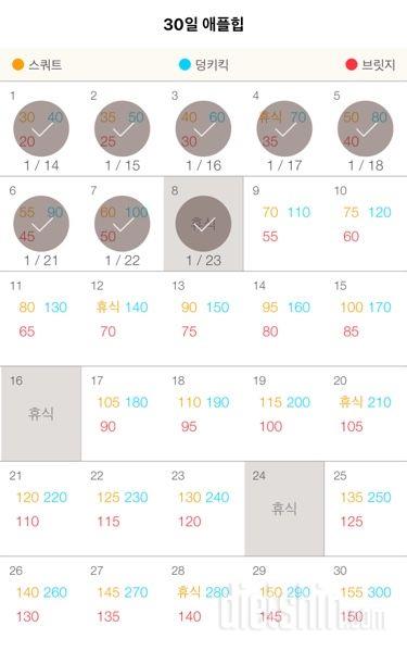 30일 애플힙 8일차 성공!