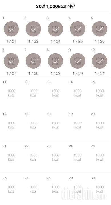 30일 1,000kcal 식단 10일차 성공!