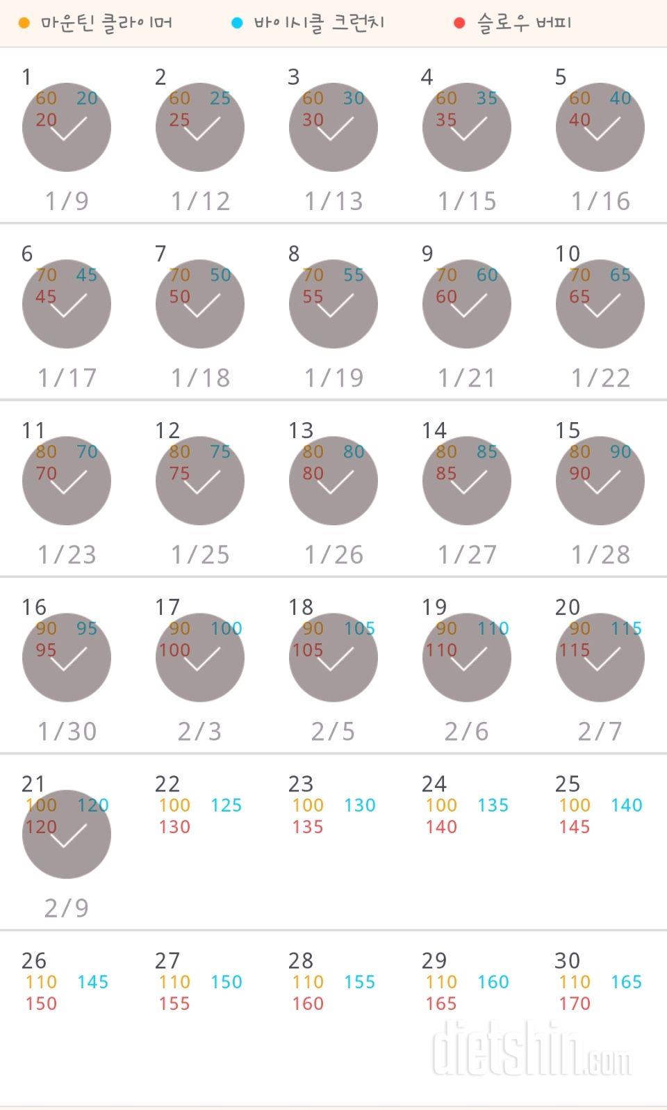 30일 유산소 운동 21일차 성공!