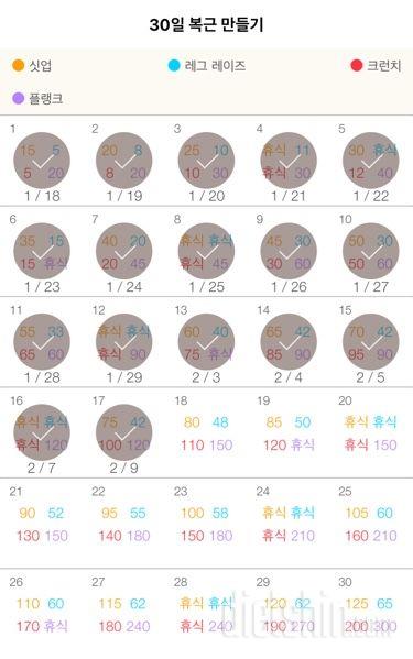 30일 복근 만들기 17일차 성공!