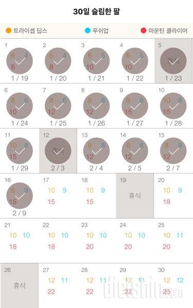 30일 슬림한 팔 16일차 성공!