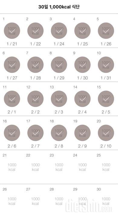 30일 1,000kcal 식단 20일차 성공!