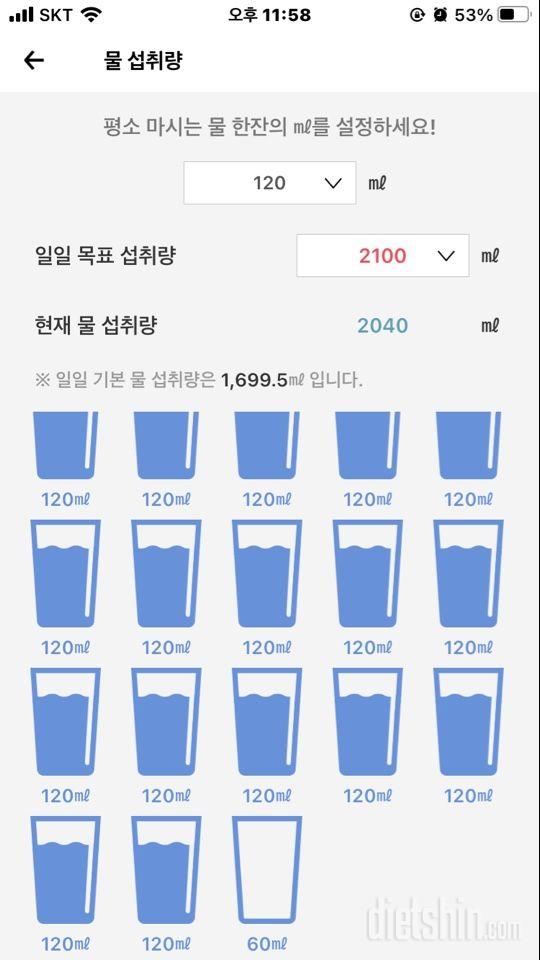 30일 하루 2L 물마시기 98일차 성공!