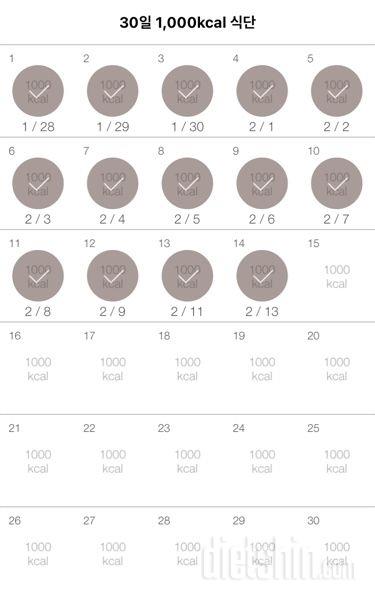 30일 1,000kcal 식단 14일차 성공!