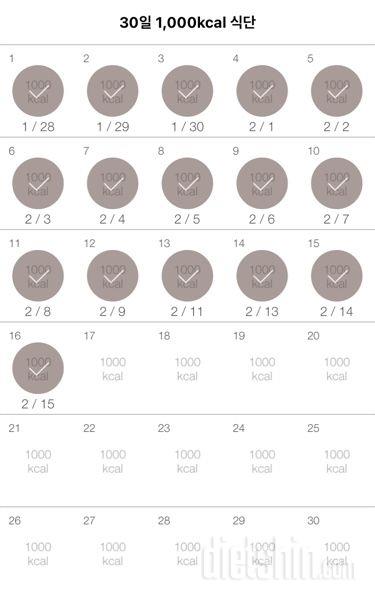 30일 1,000kcal 식단 16일차 성공!