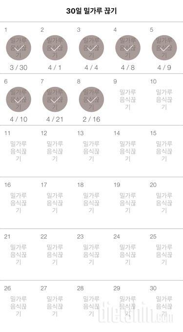 30일 밀가루 끊기 8일차 성공!