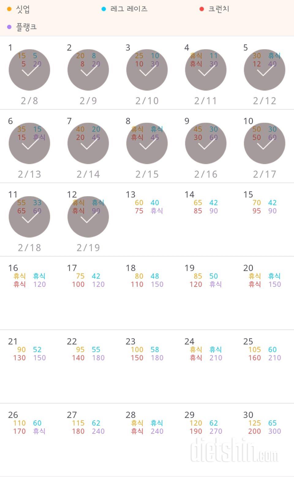 30일 복근 만들기 132일차 성공!