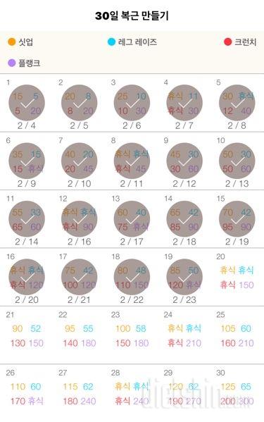 30일 복근 만들기 109일차 성공!