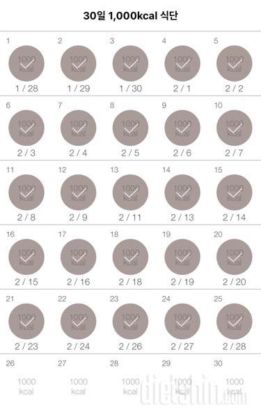 30일 1,000kcal 식단 25일차 성공!