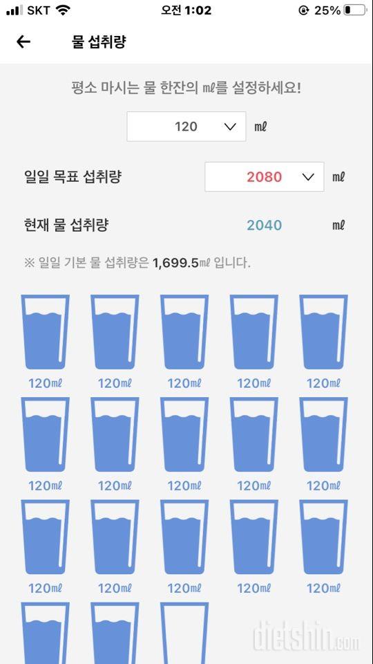 30일 하루 2L 물마시기 116일차 성공!