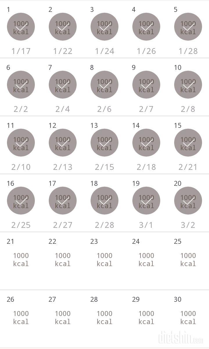 30일 1,000kcal 식단 110일차 성공!