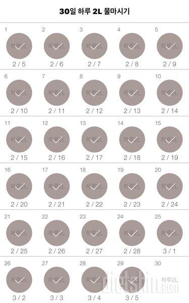 30일 하루 2L 물마시기 119일차 성공!