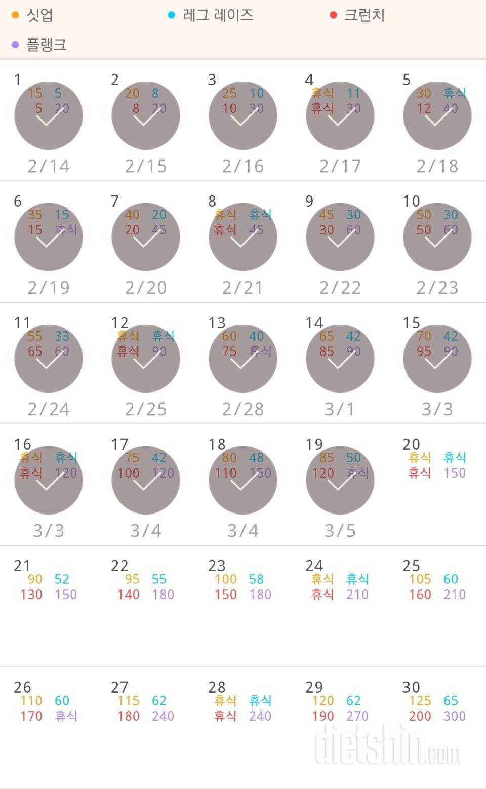 30일 복근 만들기 19일차 성공!