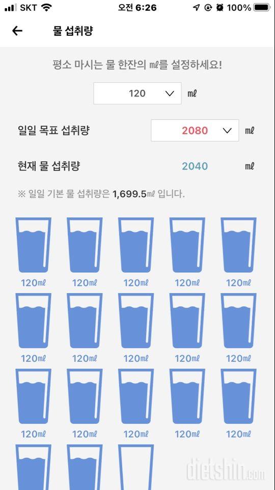 30일 하루 2L 물마시기 121일차 성공!