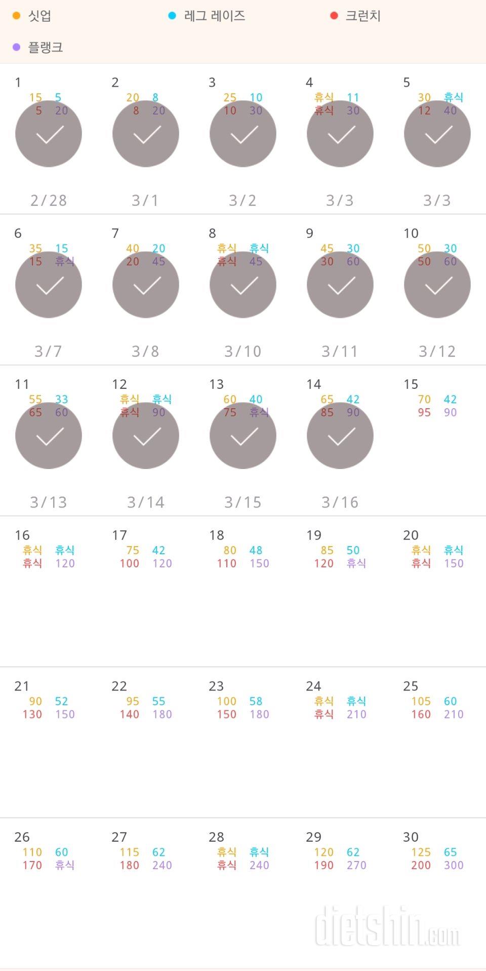 30일 복근 만들기 14일차 성공!