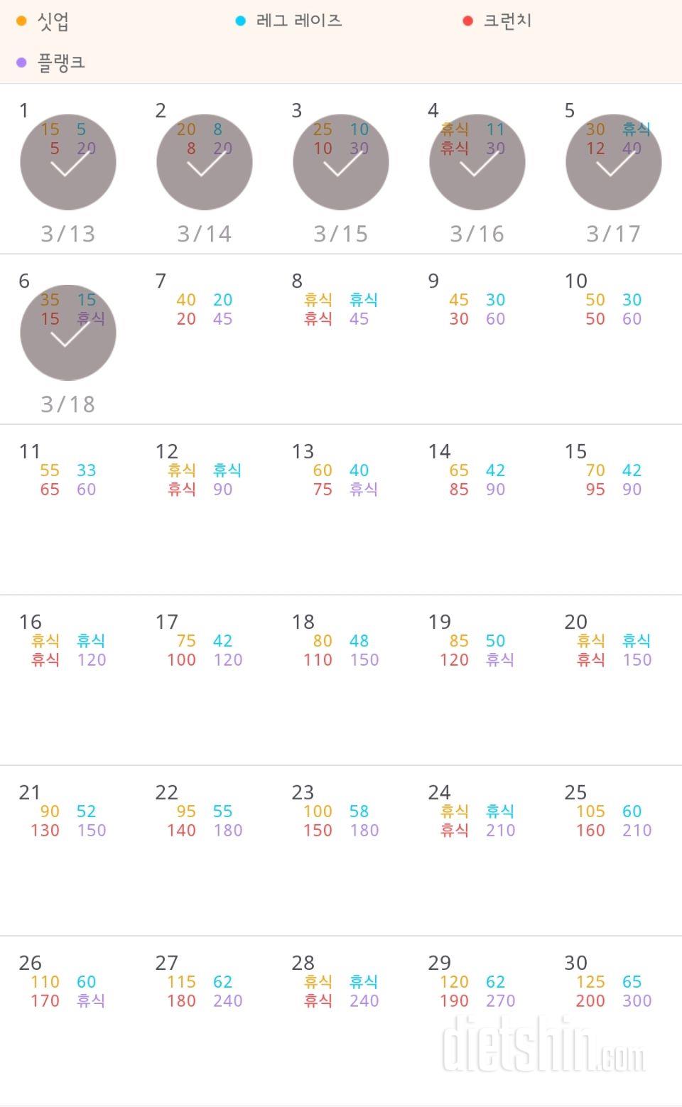 30일 복근 만들기 156일차 성공!