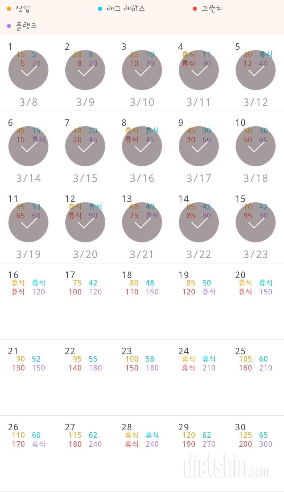 30일 복근 만들기 45일차 성공!