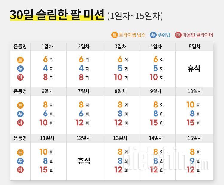 30일 슬림한 팔3일차 성공!