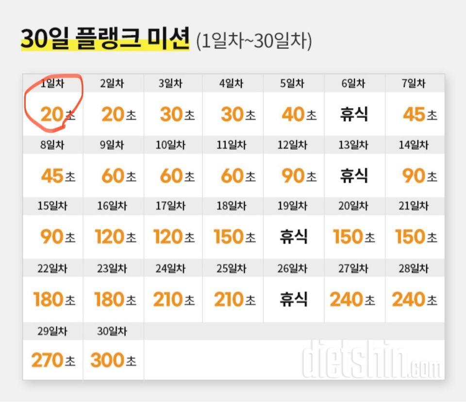 30일 플랭크1일차 성공!