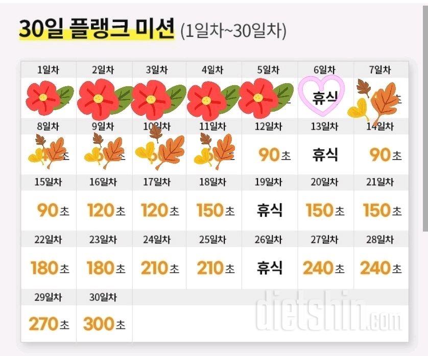 30일 플랭크11일차 성공!