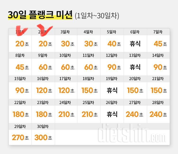 30일 플랭크2일차 성공!