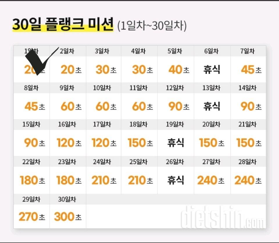 30일 플랭크1일차 성공!